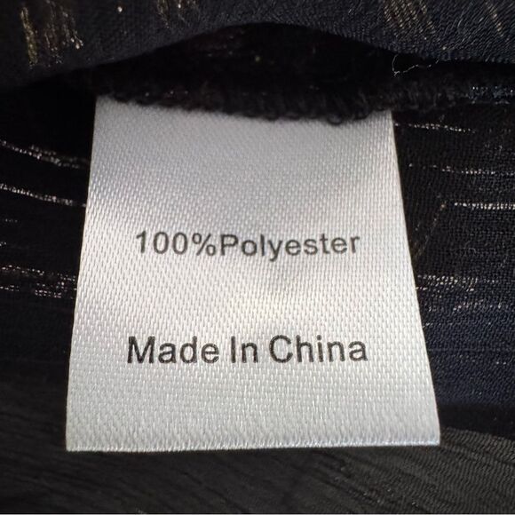 Tuckernuck Eva Metallic Blouse Size XS Sheer Black and Gold Long Sleeve Top - Picture 11 of 12